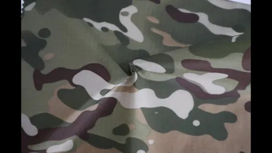 100 % Nylon 70d Ripstop Camo-Druck, wasserfester, transparenter PU-Beschichtungsstoff für daunendichte Jacken